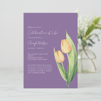 Invitación Simple Tulip Celebration of Life Funeral
