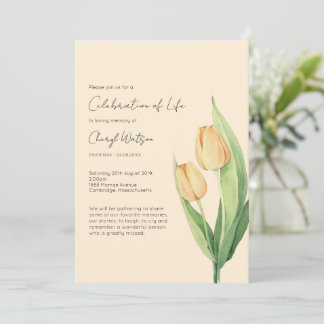 Invitación Simple Tulip Celebration of Life Funeral