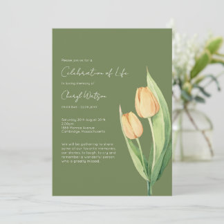 Invitación Simple Tulip Celebration of Life Funeral