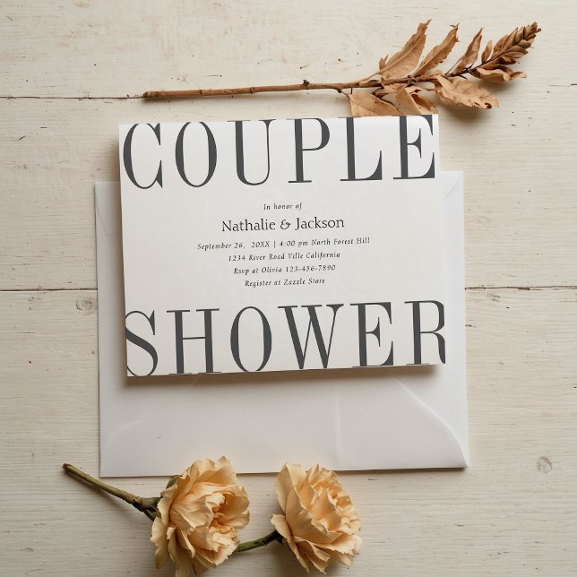 Invitación Simple Typografía Gris Couple Shower Brigada (Subido por el creador)