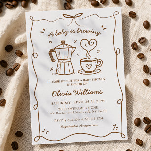 Invitación Simple Un Bebé Está Preparando Café Baby Shower
