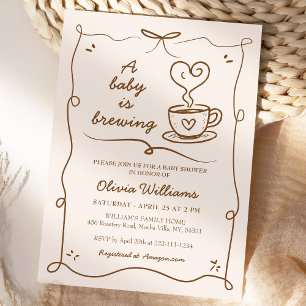 Invitación Simple Un Bebé Está Preparando Café Baby Shower