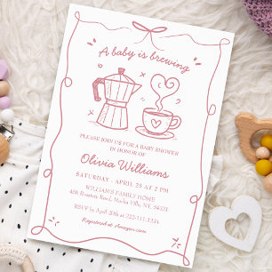 Invitación Simple Un Bebé Está Preparando Un Chica De Café Ba