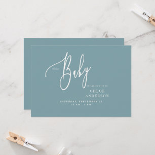 Invitación simple Verde azulada a Baby Shower