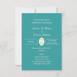 Invitación simple Verde azulada de matrimonio pers