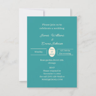 Invitación simple Verde azulada de matrimonio pers
