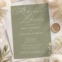 Invitación Simple Verde Salvia y Caligrafía Moderna Blanca