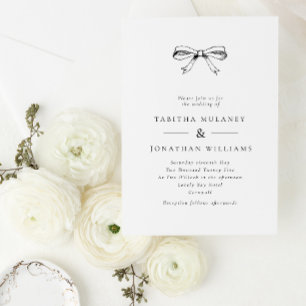 Invitación Simple Vintage Bow Classic Black Boda