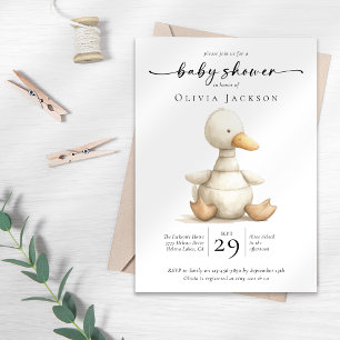 Invitación Simple Watercolor Farm Duck Baby Shower