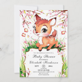 Invitación Simple Watercolor Fawn Baby Shower