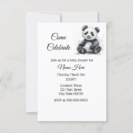 Invitación Simple Watercolor Panda Baby Shower