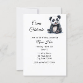 Invitación Simple Watercolor Panda Baby Shower