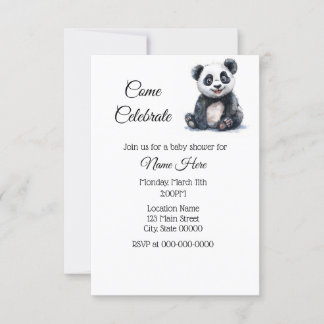 Invitación Simple Watercolor Panda Baby Shower