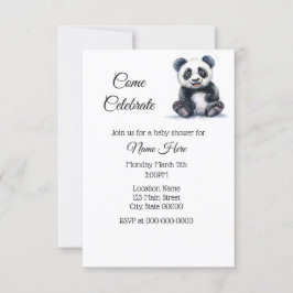 Invitación Simple Watercolor Panda Baby Shower