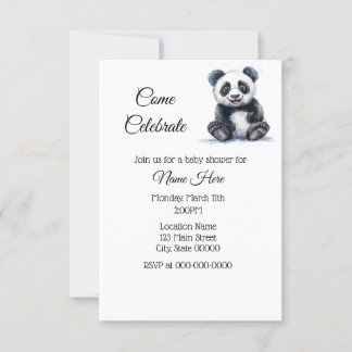 Invitación Simple Watercolor Panda Baby Shower