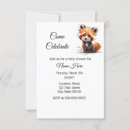 Invitación Simple Watercolor Red Panda Baby Shower