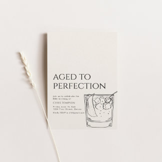 Invitación Simple Whiskey Aged to Perfection Birthday Invito