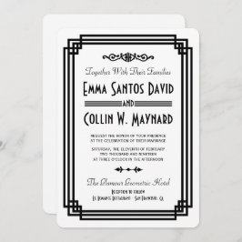Invitación Simple White & Black Art Deco Wedding Invita