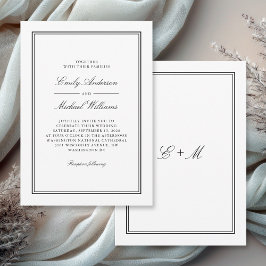 Invitación Simple White Classic Elegante Wedding