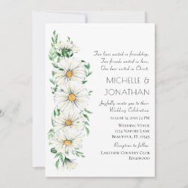 Invitación Simple White Daisies Floral Christian Boda