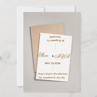 Invitación Simple White & Gold Wedding Invitation