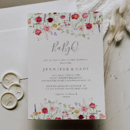 Invitación Simple Wildflower BabyQ Baby Shower Barbacoa
