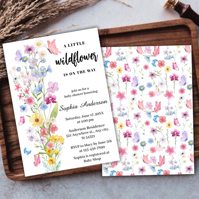 Invitación Simple Wildflower Boho Floral Neutral Baby Shower (Subido por el creador)