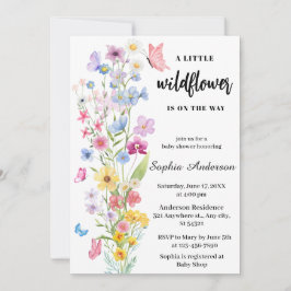 Invitación Simple Wildflower Boho Floral Neutral Baby Shower