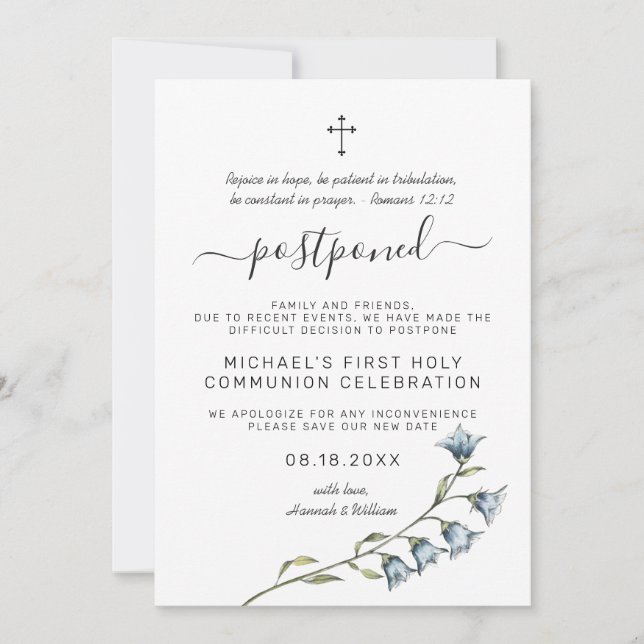 Invitación Simple Wildflower | Comunión pospuesta (Anverso)