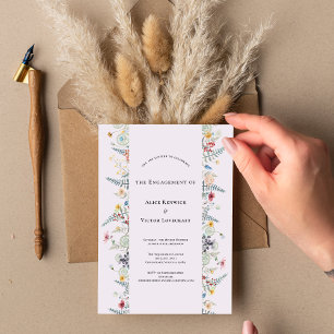 Invitación Simple Wildflower Fern Lavender Engagement Party