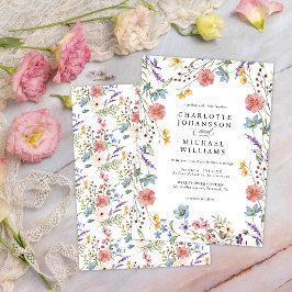 Invitación Simple Wildflower Modern Rustic Garden Wedding