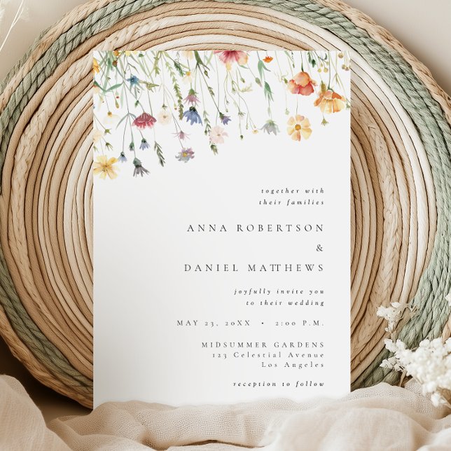 Invitación Simple Wildflower Wedding Invitation (Subido por el creador)