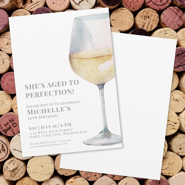 Invitación Simple Wine Sixty 60th Birthday Party (Simple Wine Sixty 60th Birthday Party Invitation)