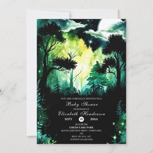 Invitación Simple Woodland Baby Shower (Anverso)