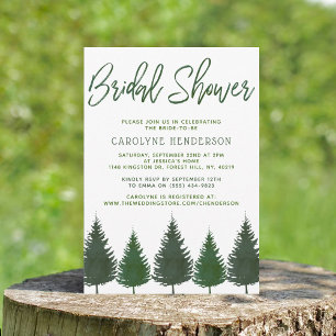 Invitación Simple Woodland Pine Trees Greenery Bridal Shower