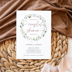 Invitación Simple Wreath de flores silvestres   Ducha de pare