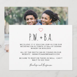 Invitación Simple y caprichosa tipografía Boda de fotografía 