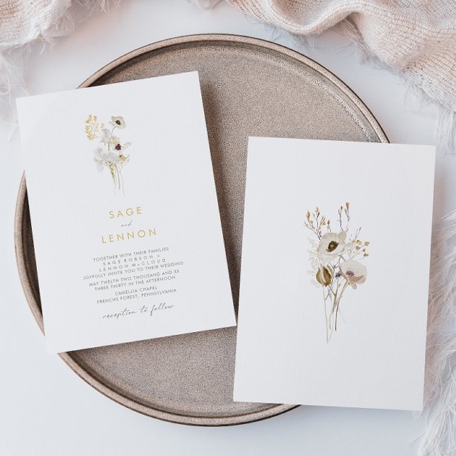 Invitación Simple y caprichoso Boda de flores silvestres (Subido por el creador)