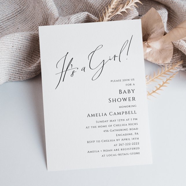 Invitación Simple y caprichoso Es un Baby Shower Chica (Subido por el creador)