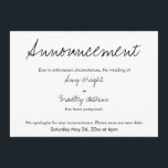 Invitación simple y casual pospuesta de Boda<br><div class="desc">Aquí hay una tarjeta simple para notificar a sus invitados si es necesario cambiar la fecha de su boda.Utilice los campos de plantilla para agregar sus datos personales y hacer de este diseño único y moderno su propio diseño. El fondo blanco puede cambiarse a cualquier color que prefiera. Todas las...</div>