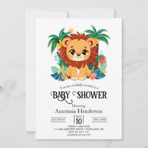 Invitación Simple y colorido Lion Digital Baby Shower