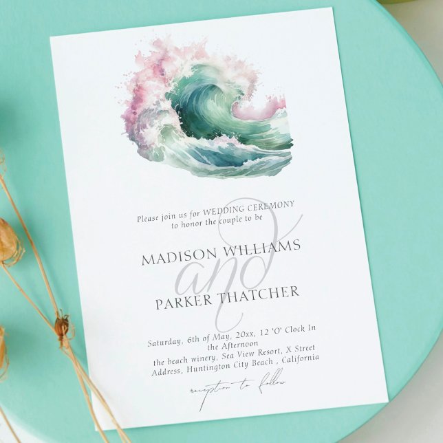 Invitación Simple y elegante Boda acuática de playa (Subido por el creador)