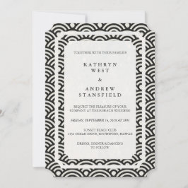 Invitación Simple y elegante Boda de playa en blanco y negro