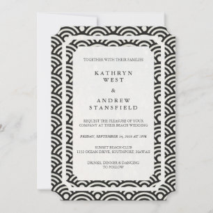 Invitación Simple y elegante Boda de playa en blanco y negro