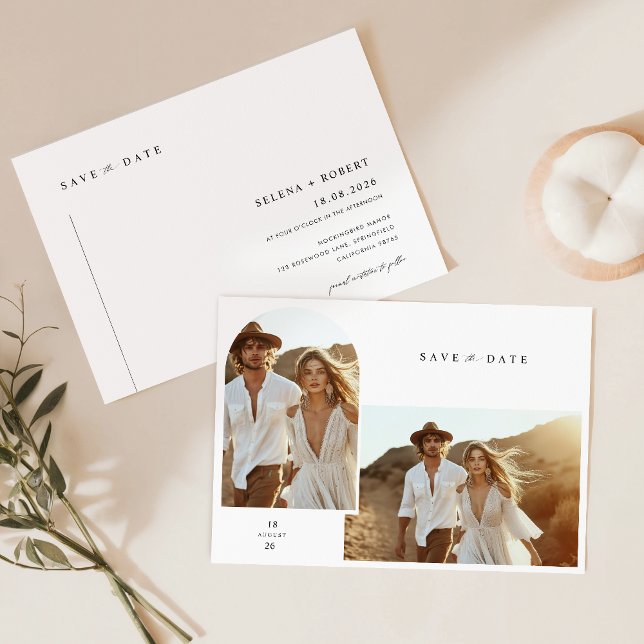 Invitación Simple y elegante Boho Photo Wedding Salva la fech (Subido por el creador)
