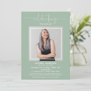 Invitación Simple y elegante celebración de la foto del funer