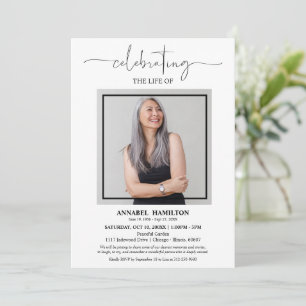 Invitación Simple y elegante celebración de la foto del funer