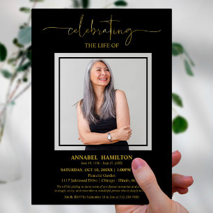 Invitación Simple y elegante celebración de la foto del funer