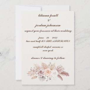 INVITACIÓN SIMPLE Y ELEGANTE DE BOHO FLORAL DE BOD
