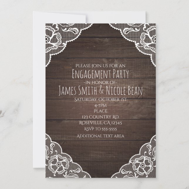 Invitación Simple y Elegante de Madera Rústica y E (Anverso)